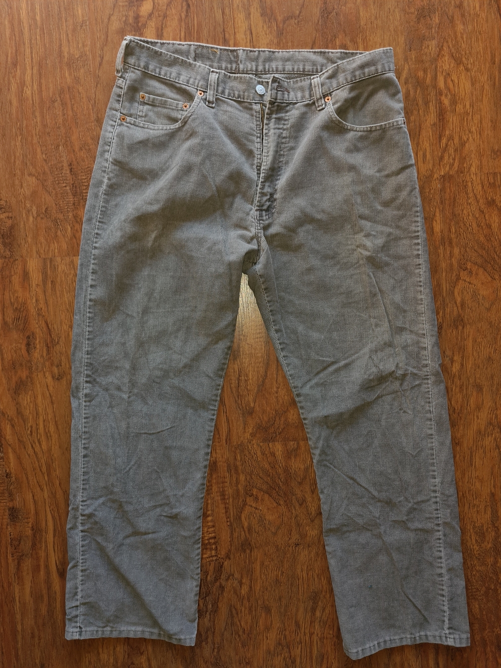 Levi's Men's W36xL30 Gray Corduroy Pants - Straight Leg